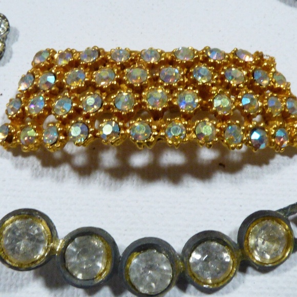 lot of 23 VTG Victorian Metal Belt Buckle Shoe clip parts Rhinestones Crystals main image 8